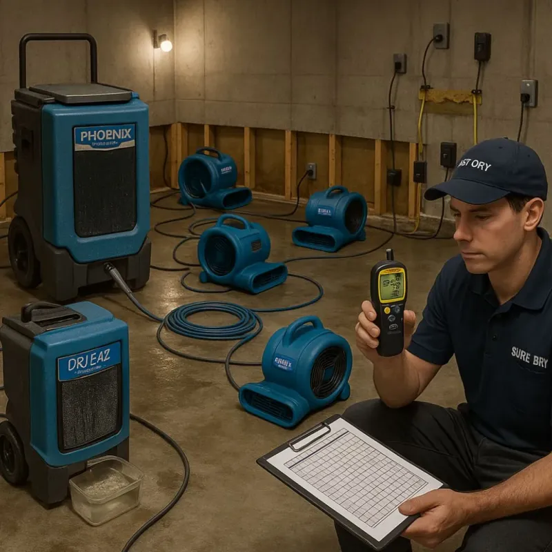 Structural Drying and Dehumidification process in Bloomington, TX